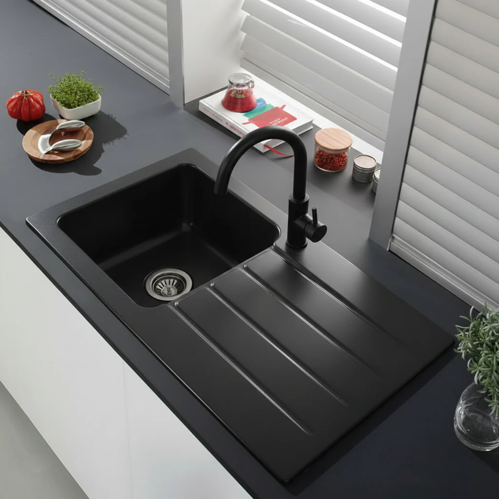 Architectura 50 ceramic washbasin - Robust & elegant in chromite for every bathroom - Image 3