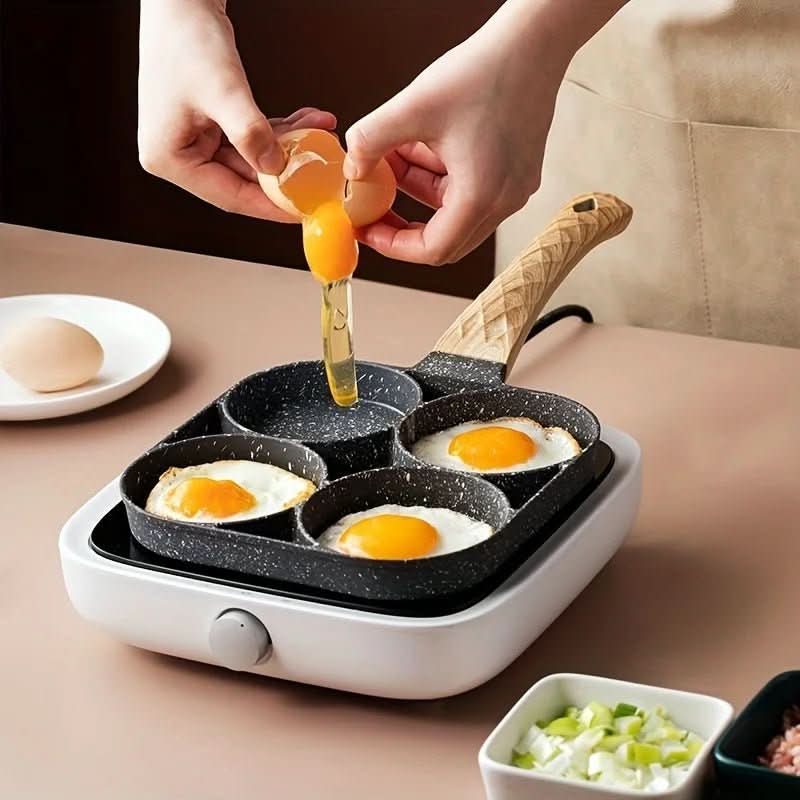 Culinara 4-Hole Non-Stick Pan | Multipurpose Pan for Eggs & Pancakes | Durable Aluminum | Easy to Clean - Image 5
