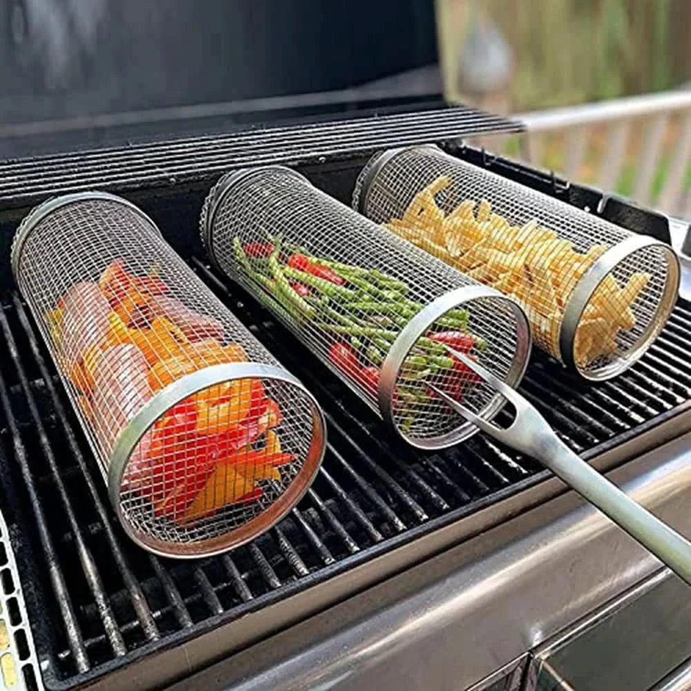 GrillCraft Rotating BBQ basket - stainless steel for even cooking - Image 3