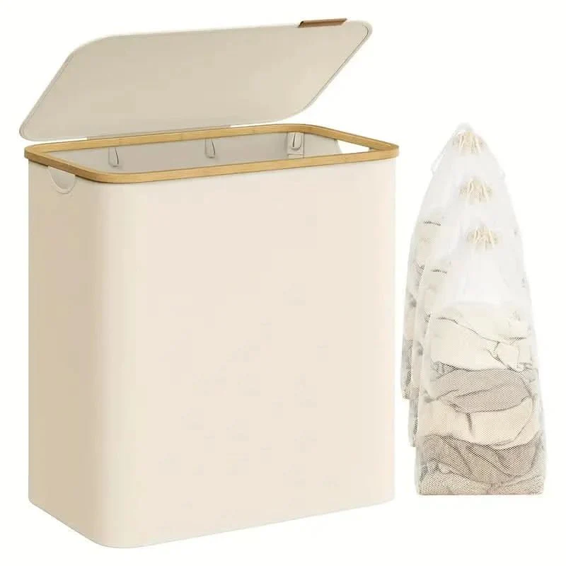 SortiSpace foldable laundry basket - 3 compartments & stylish for any room - Image 4
