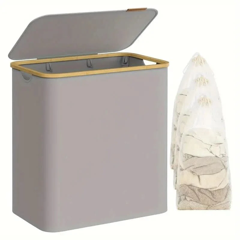 SortiSpace foldable laundry basket - 3 compartments & stylish for any room - Image 6