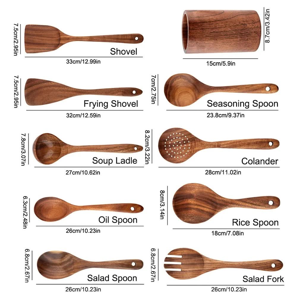 Teak kitchen utensil set - Elegant cooking utensils for modern kitchen gadgets - Image 11