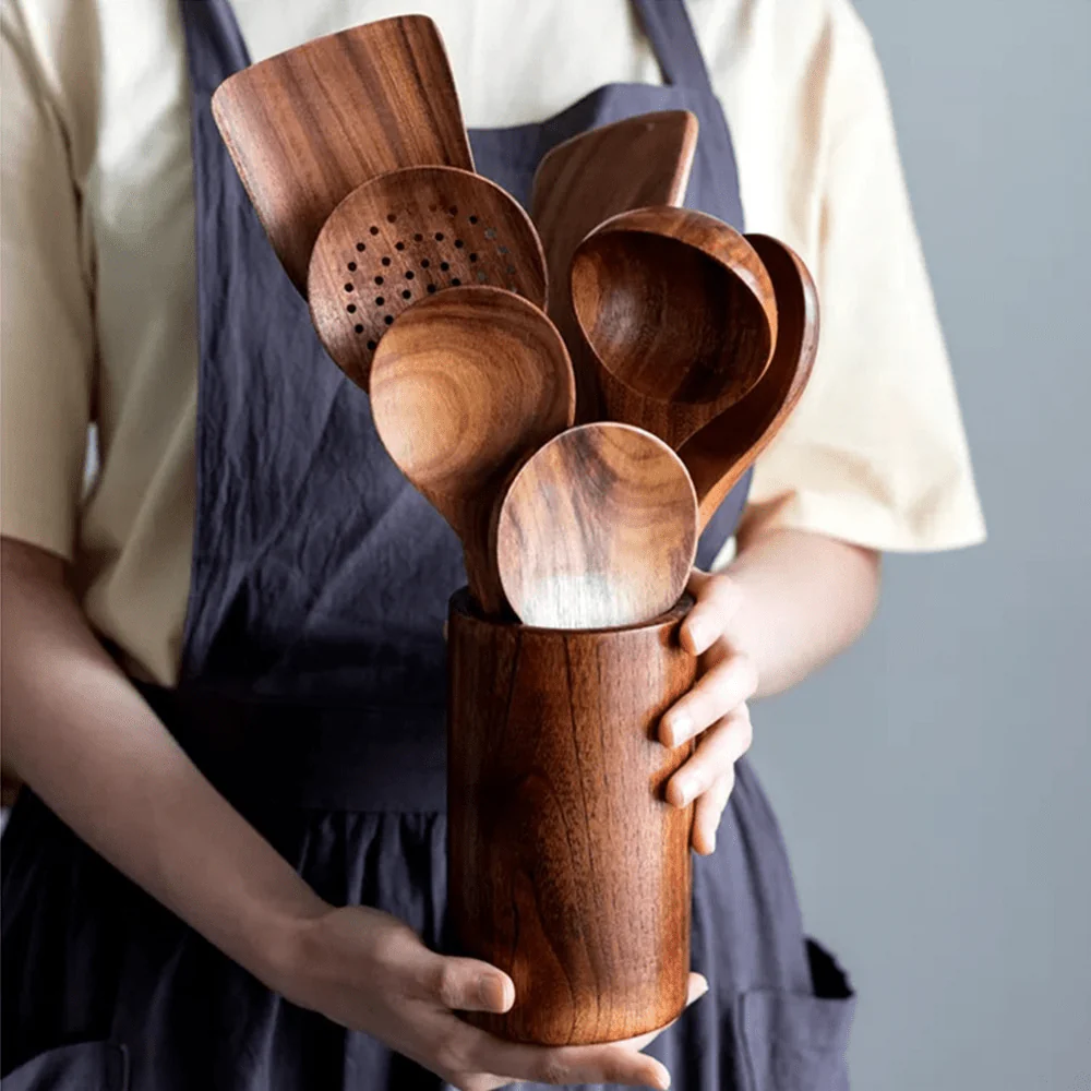 Teak kitchen utensil set - Elegant cooking utensils for modern kitchen gadgets - Image 3